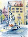 25 Vierroehrenbrunnen mit Rathaus